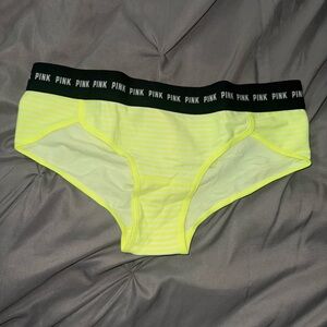 PINK Victoria's Secret Neon Yellow Striped Panties